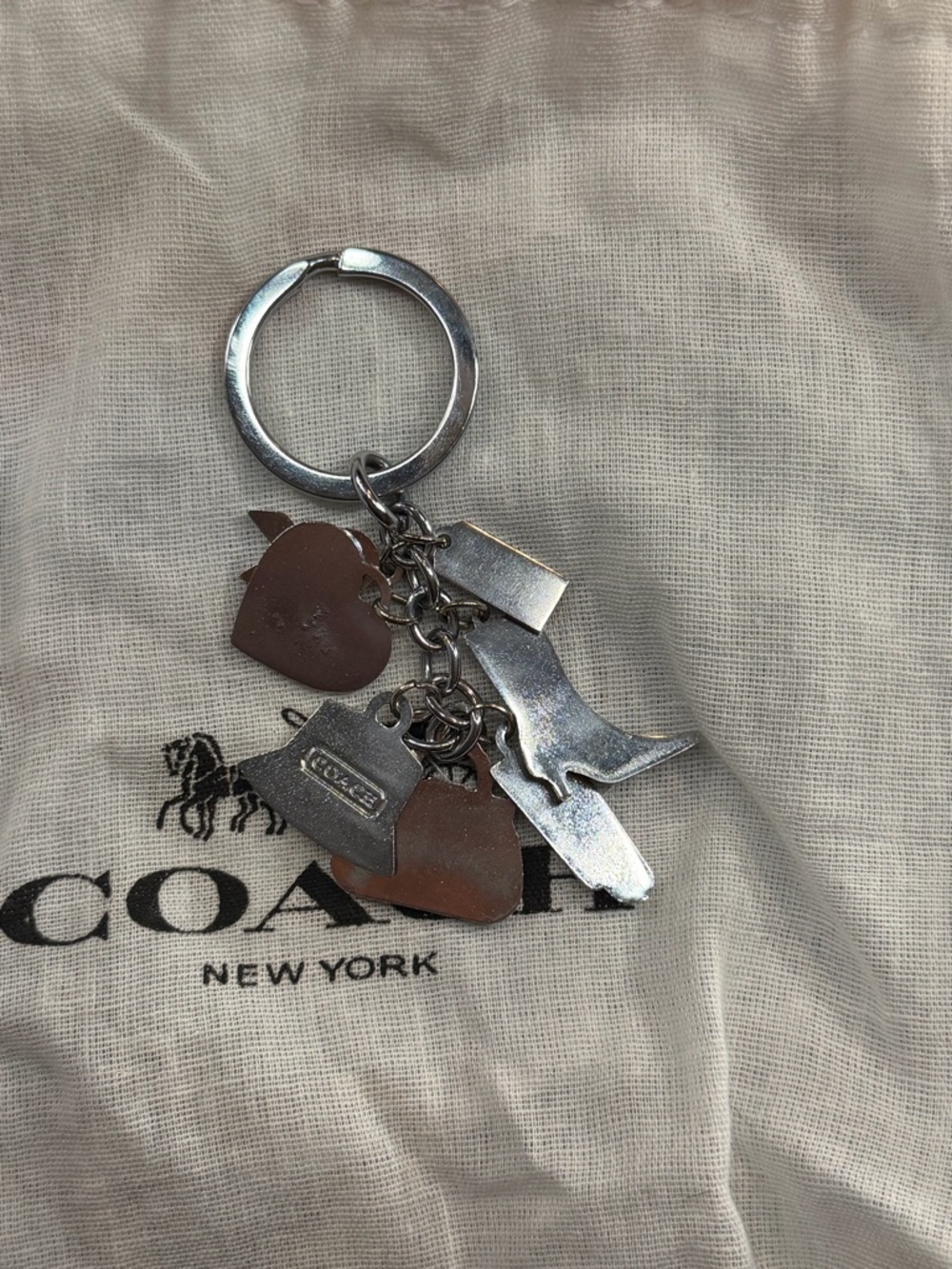 Coach Pink & Orange Enamel Charm Keychain - Picture 2 of 2